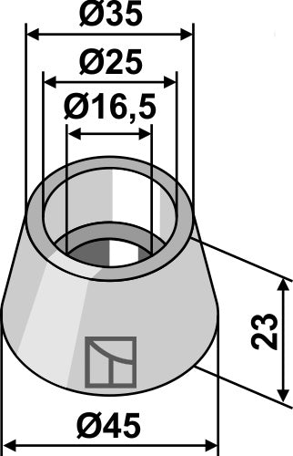 Bøssing 23xØ16,5xØ45
