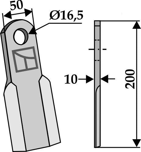 Straught balde 200x50mm