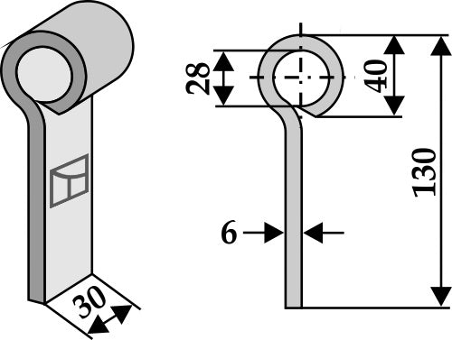 Central flail 130x30mm