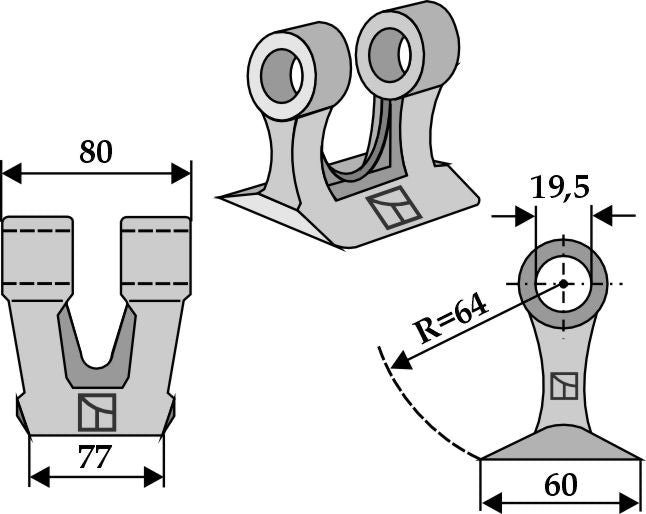 Beskæringshammer 77x80 mm