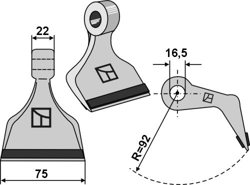 Beskæringshammer 75x22 mm - PTA