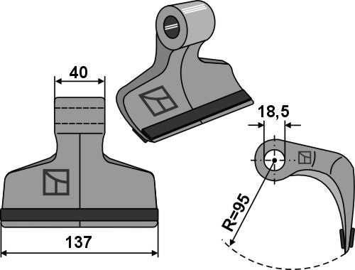 Beskæringshammer 137x40 mm - PTA