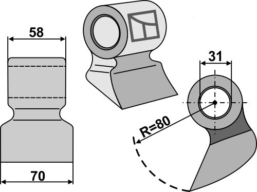 Pruning hammer 70x58mm