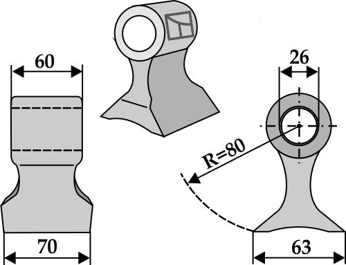 Beskjæringshammer 70x60mm