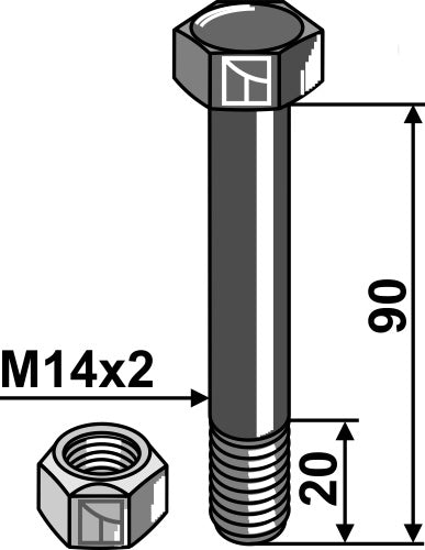 Hexagon Bolt M14x2x90 with self-locking nut