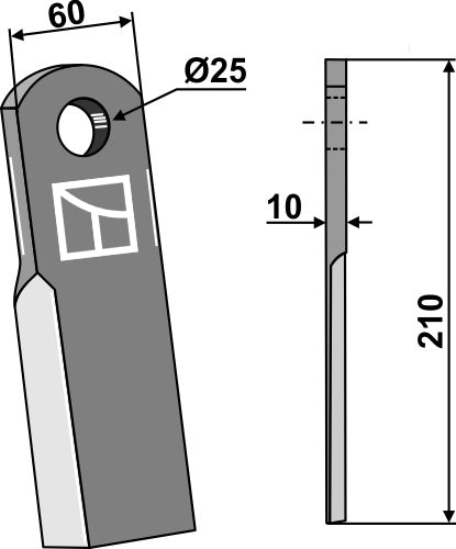 Suora terä 210 x 60 mm