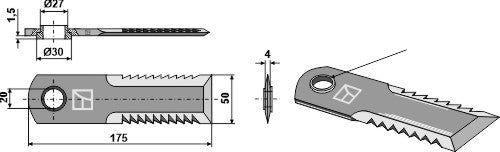Straw chopper flail blade