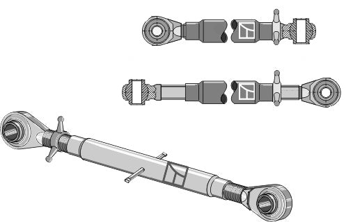 Top-links with hardened tie-rod M36x3