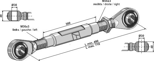 Toppstag M36x3 - Kat. III