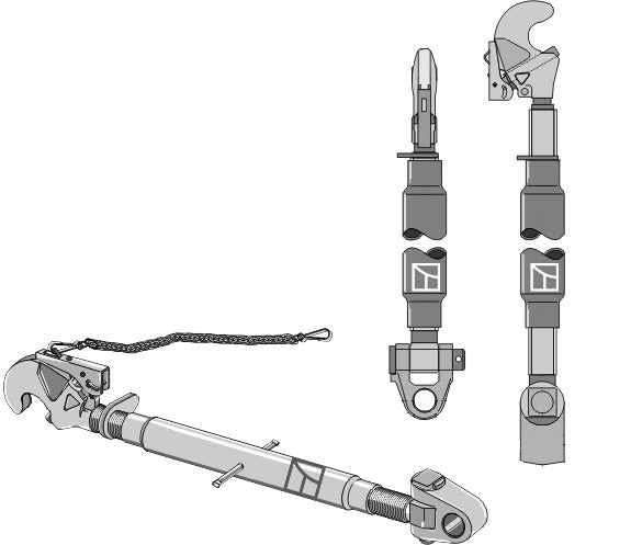 Top-links with automatic hook and swivelling tie-rod M30x3,5