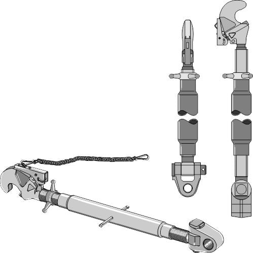 Yläkiinnikkeet automaattisella koukulla ja kääntyvällä kiinnitystangolla M36x3