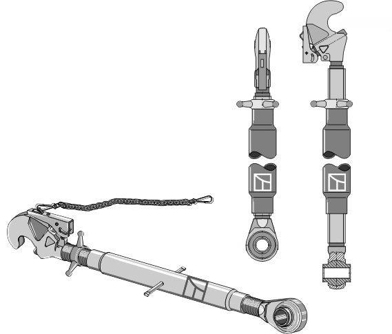 Top-links med automatisk krog og trækstang M36x3
