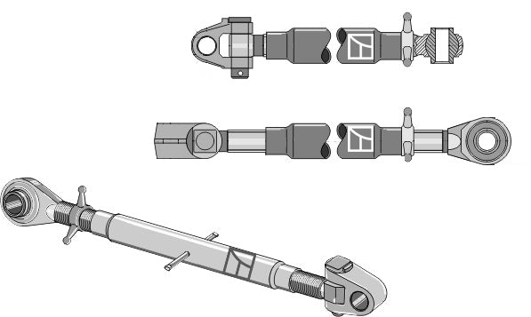 Övre länkar med härdad dragstång och svängbar dragstång M36x3