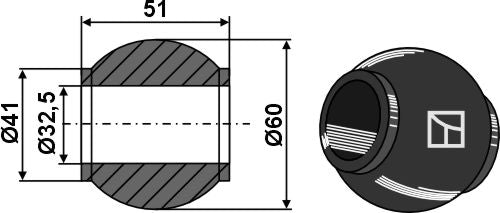 Ball for top hooks Cat. III - BLACK LINE
