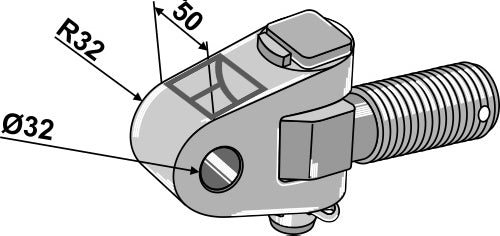 Kääntyvä vetotanko traktorin puolella - M36x3