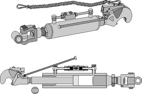 Hydraulic top-links with hook and swivelling tie-rod