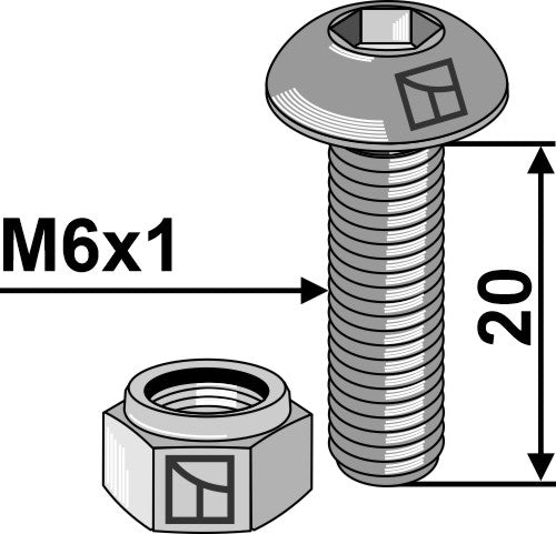 Underkoplingsskrue M6x1x20 med innvendig sekskant