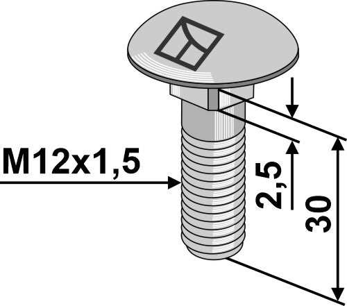 Saucer-head screw M12x1,5x30 without nut