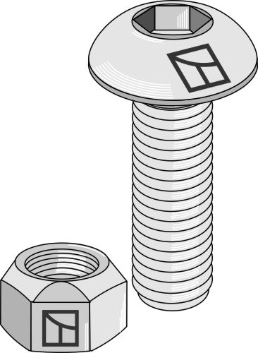 Kuusiokoloinen laipparuuvi M16x2x40 itselukittuvalla mutterilla