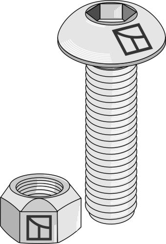 Kuusiokoloinen laipparuuvi M16x2x50, itselukittuvalla mutterilla
