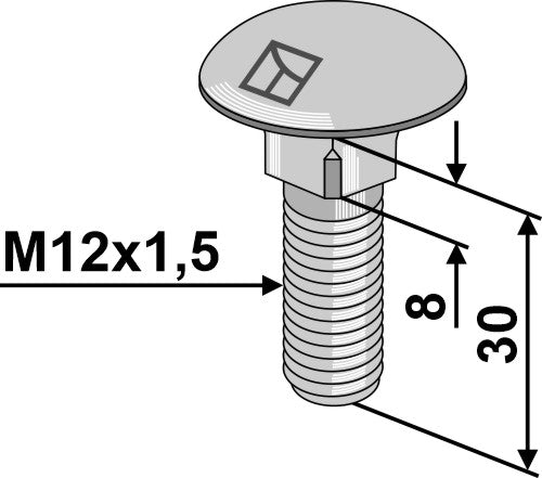 Underkoplingsskrue M12x1,5x30 uten mutter