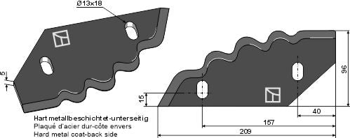 Food mixer knives - hard metal faced - left