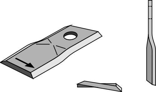 Roterende plæneklipperblad 95 x 45 mm