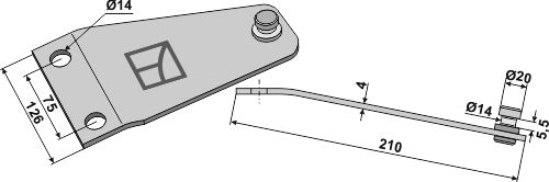 Fastgørelse til roterende plæneklipperblade 210 x 126 mm