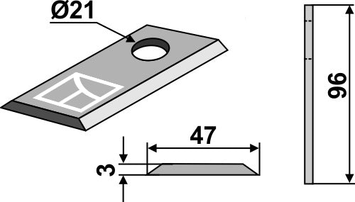 Rotary mower blade 96x47mm