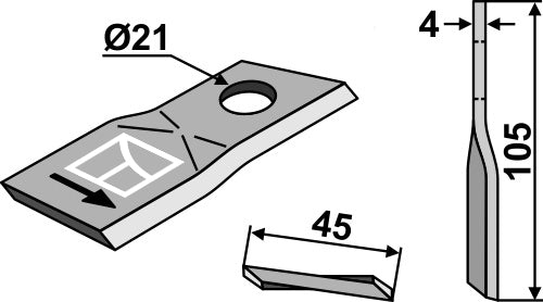 Pyörivä leikkuuterä 105x45mm