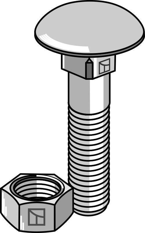 Bolt M8x1,25x40 galvanisert med mutter