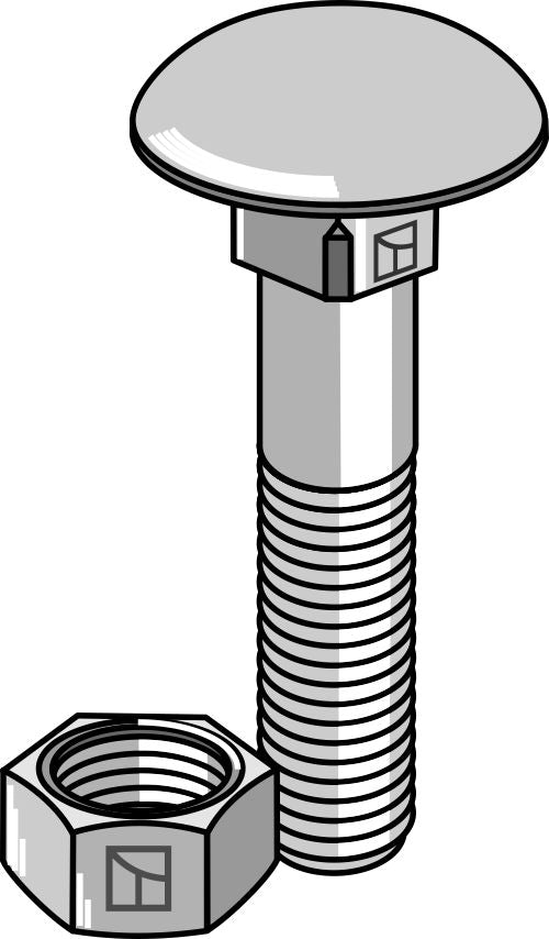 Bolt M8x1,25x45 galvanisert med mutter