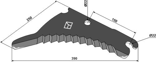 Rundballekniv 390 mm