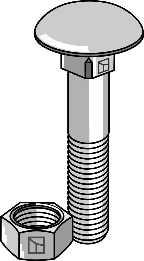 Bolt M8x1,25x50 galvanisert med mutter