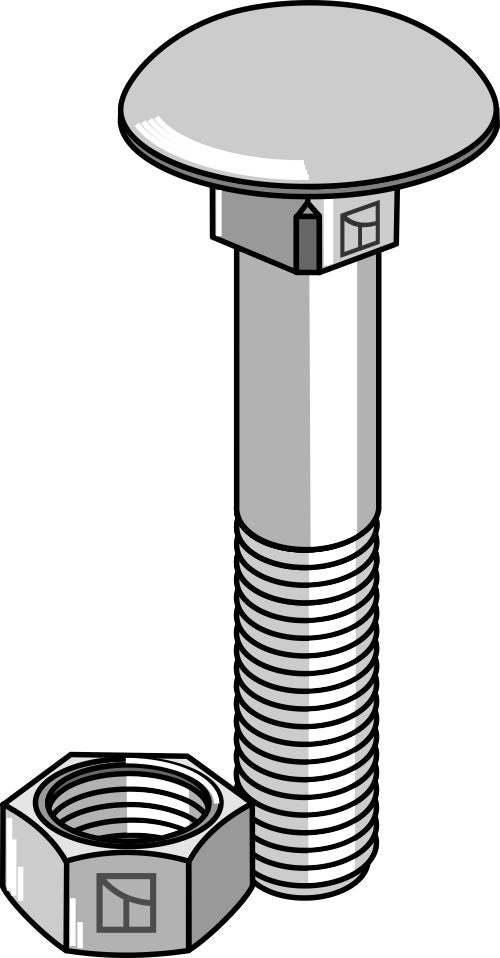 Bolt M8x1,25x55 galvanisert med mutter