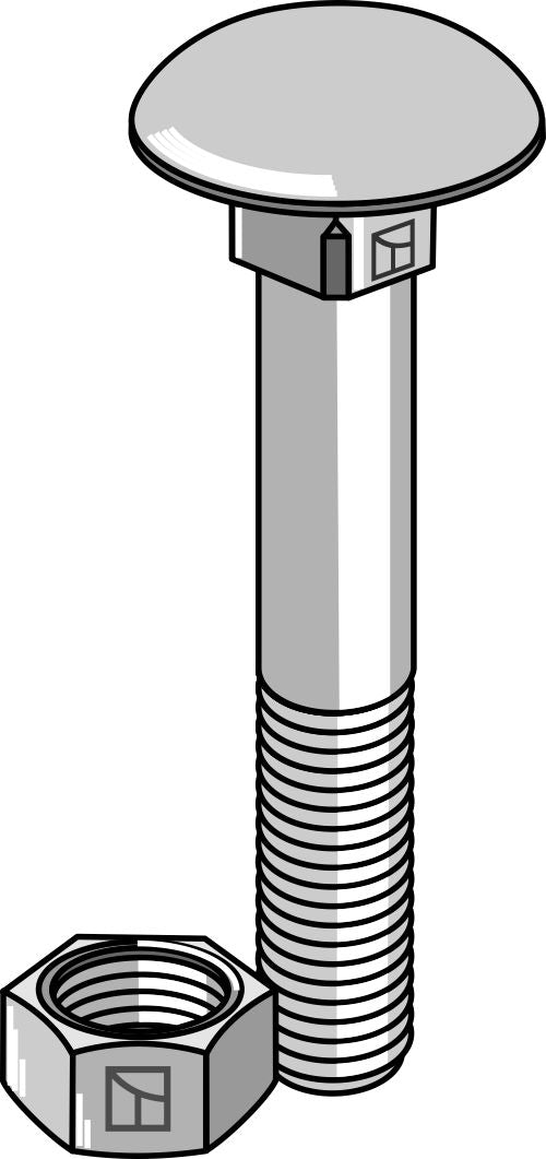 Bolt M8x1,25x65 galvanisert med mutter