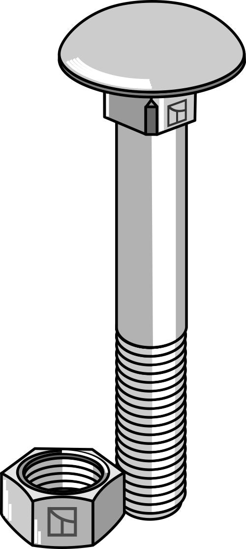 Bolt M8x1,25x70 galvanisert med mutter