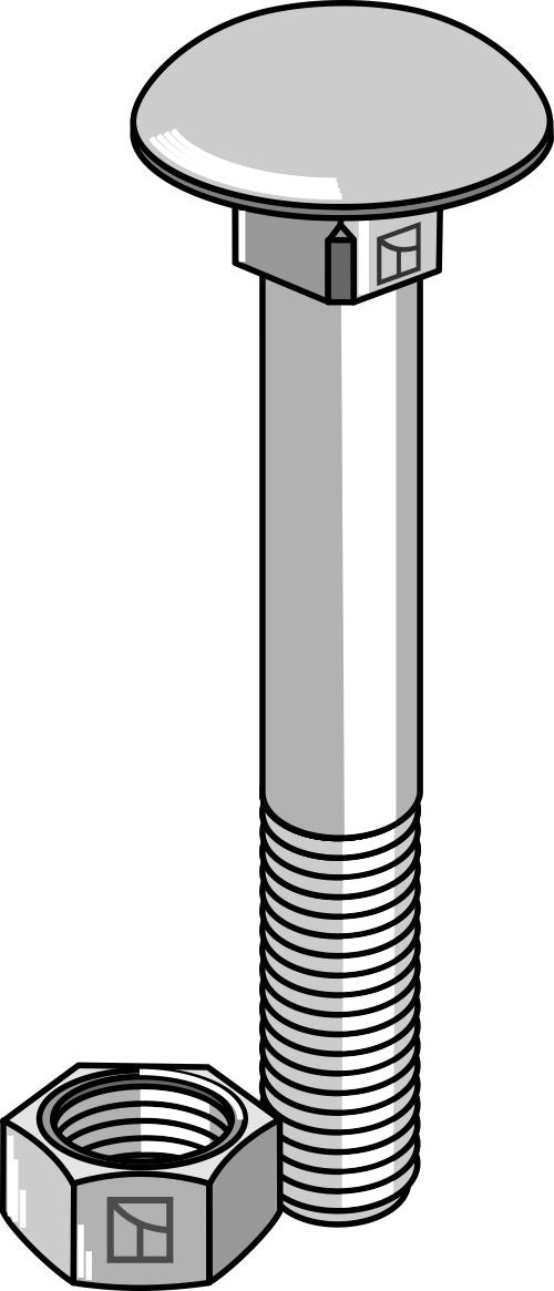 Bolt M8x1,25x75 galvanized with nut