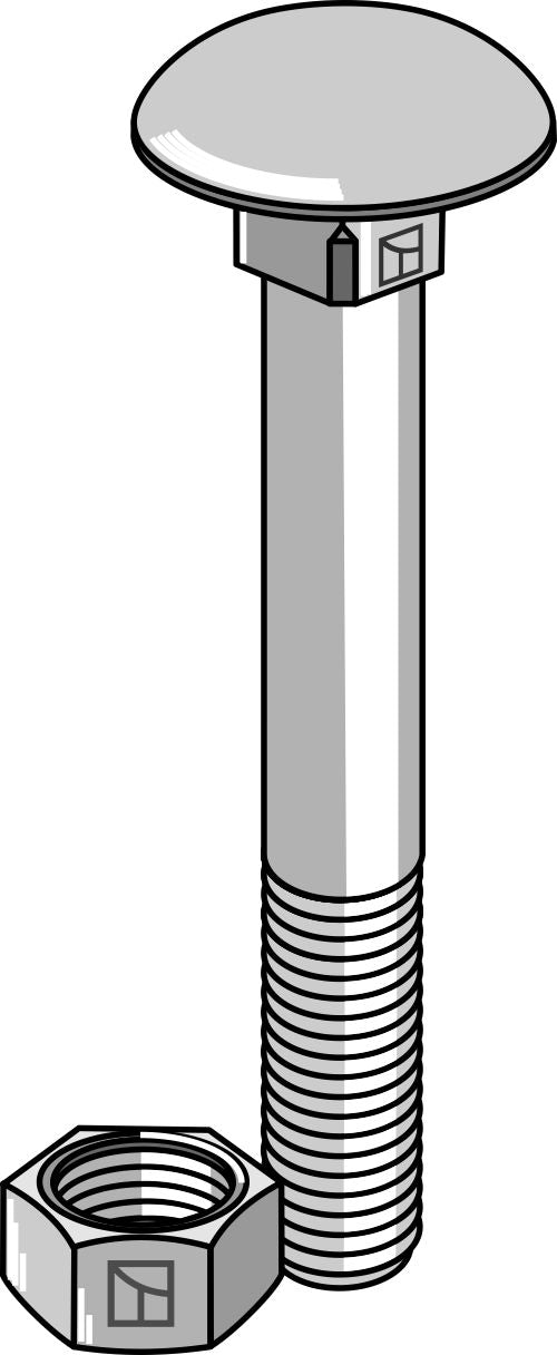 Bolt M8x1,25x80 galvanized with nut