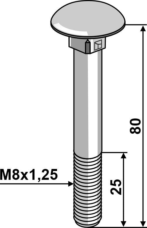 Bolt M8x1,25x80 galvanized without nut