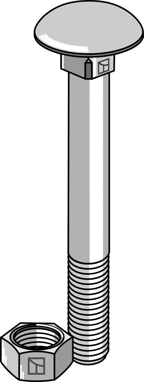 Bolt M8x1,25x90 galvanized with nut