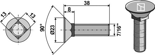 Plough bolt 7/16"x38