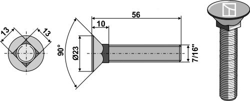 Plough bolt 7/16"x56