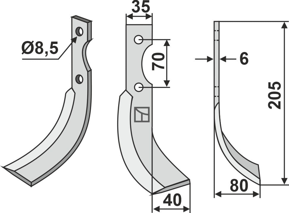 Blad 205x35mm, høyre