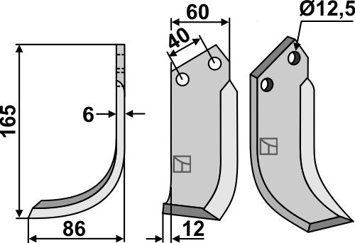 Terä 165 x 60 mm, vasen