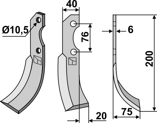 Blade 200x40mm, right