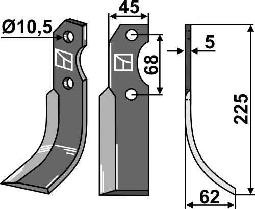 Blade 225x45mm, right