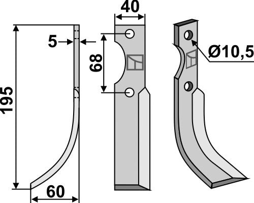 Blade 195x40mm, left