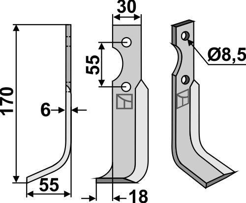 Blad 170x30mm, venstre