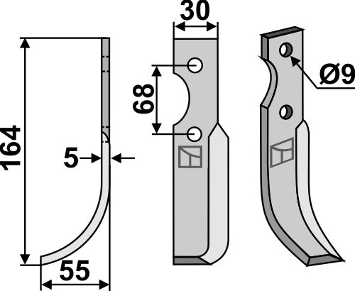 Terä 164 x 30 mm, vasen
